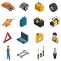 Car Service Isometric Isolated Icon Set Royalty Free Stock Photo