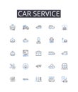 Car service line icons collection. Connections, Nerking, Interaction, Engagement, Collaboration, Relationships