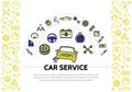 Car Service Line Icons Composition