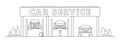 Car service line vector illustration with different maintaince services Royalty Free Stock Photo