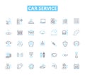 Car Service linear icons set. Maintenance, Repairs, Tune-ups, Diagnostics, Oil changes, Brakes, Suspension line vector Royalty Free Stock Photo