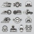 Car service logo. Silhouettes of automobiles garage vehicles mechanic repair cars recent vector stylized business Royalty Free Stock Photo