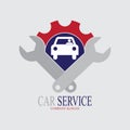 Car service logo with two wrench Royalty Free Stock Photo