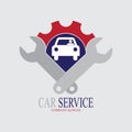 Car service logo with two wrench