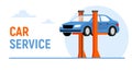 Car service maintance vector garage. Auto mechanic service repair center workshop background banner.