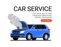 Car service maintance vector garage. Auto mechanic service repair center workshop background banner.