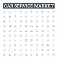 Car service market vector line icons set. Car, Service, Market, Automotive, Repairs, Garages, Maintenance illustration Royalty Free Stock Photo