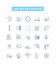 Car service market vector line icons set. Car, Service, Market, Automotive, Repairs, Garages, Maintenance illustration