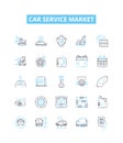 Car service market vector line icons set. Car, Service, Market, Automotive, Repairs, Garages, Maintenance illustration Royalty Free Stock Photo