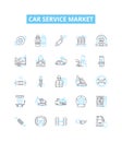 Car service market vector line icons set. Car, Service, Market, Automotive, Repairs, Garages, Maintenance illustration Royalty Free Stock Photo