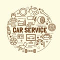 Car service minimal thin line icons set Royalty Free Stock Photo