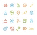 Car Service Outline Colorful Icons Set. Vector