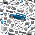 Car service parts flat auto mechanic repair of machines and equipment vector seamless pattern background Royalty Free Stock Photo