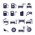 Car service station. Set of 16 monochrome vector icons