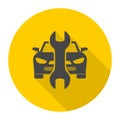 Car service vector icon, Auto repair icon with long shadow