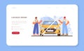 Car service web banner or landing page. Automobile got fixed in garage Royalty Free Stock Photo
