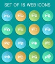 car service web icons on colorful round