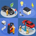 Car Service 2x2 Isometric Design Concept