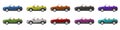 Vector or Illustrator of sport roster cars colorful collection. Royalty Free Stock Photo