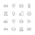 Car share icon. Rental city automobile urban transport mobility smart sharing vector linear symbols collection