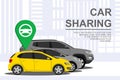 Car sharing banner with auto