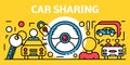 Car sharing banner, outline style