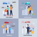 Car Sharing. Car Rent. Carpooling. Shopping. App.