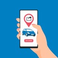 Car sharing concept in flat style, vector Royalty Free Stock Photo