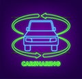 Car sharing concept. Neon icon. Carsharing vector icon on white background. lIllustration for mobile app design. Flat