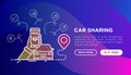 Car sharing: phone in hand with opened mobile app