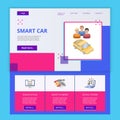 Car sharing flat landing page website template. Online voting, waste to energy, digital citizens. Web banner with header