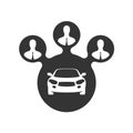 Car sharing icon. Group of people symbol.