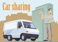 Car sharing illustration concept. Illustration for internet and mobile website