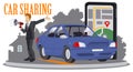 Car sharing illustration concept. Illustration for internet and mobile website