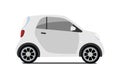 Car sharing logo, vector city micro grey car. Eco vehicleicon isolated on white background. Cartoon vector illustration Royalty Free Stock Photo