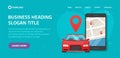 Car sharing rental via mobile phone service online website template layout design or car sharing club for automobile