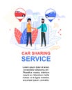 Car Sharing Service Flyer. Young Men Character.