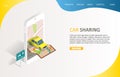 Car sharing service landing page website vector template Royalty Free Stock Photo