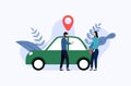Car sharing service, mobile city transportation, business concept