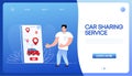 Car sharing service. Share automobile for commuting. Vector illustration.