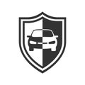 Car on the shield graphic icon