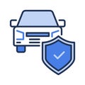 Car with Shield vector Insurance concept blue icon Royalty Free Stock Photo