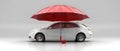 Concept Car Insurance, Safety Measures, Car Shielded by Umbrella Safety and Insurance Concept