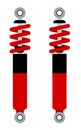 Car shock absorber in color flat style. Spare parts for repair in car workshop. Absorption of impact force. Vector