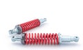 Car shock absorbers on the white background Royalty Free Stock Photo
