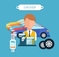 Car Shop Concept Flat Design Style Royalty Free Stock Photo