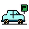Car shop parking icon vector flat Royalty Free Stock Photo