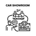 Car Showroom Vector Black Illustrations