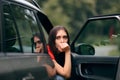 Car Sick Travel Woman with Motion Sickness Symptoms Royalty Free Stock Photo