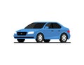 Car side vector flat icon. Car profile side view cartoon icon design isolated blue vehicle Royalty Free Stock Photo